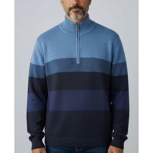 Tricots St. Raphael Mens XXL Blue Gradient Striped Half-Zip Sweater
